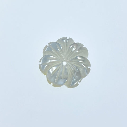 Buy Flower Beads White Mother Of Pearl Hand Carved BestBeadSupply.com