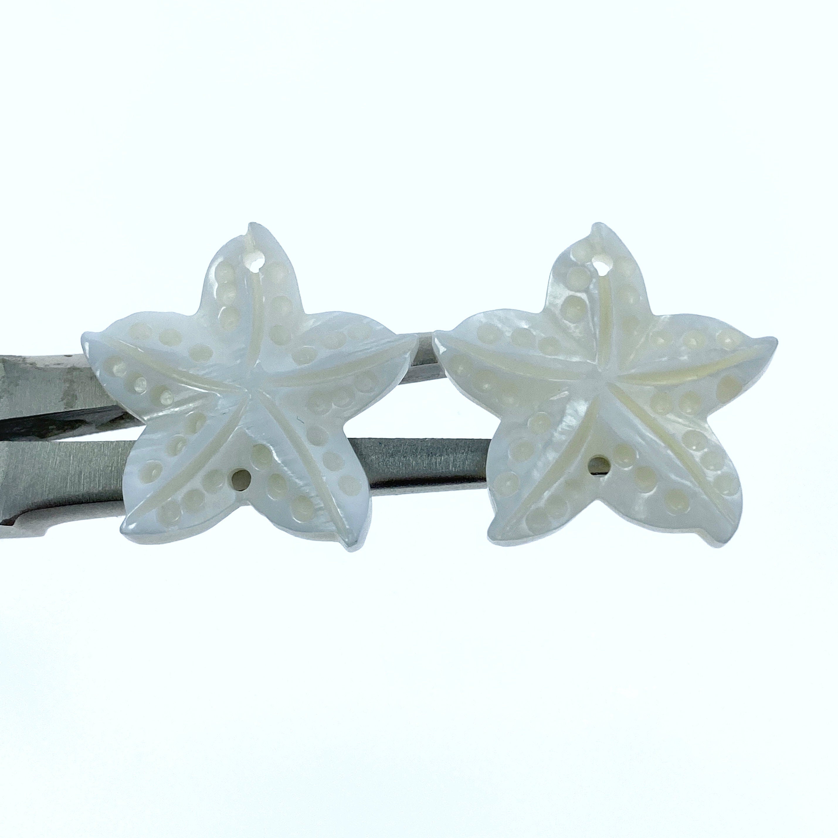 6pc 25mm Hand Carved Freshwater Mother of Pearl Starfish Connectors Pendants FWM-0002