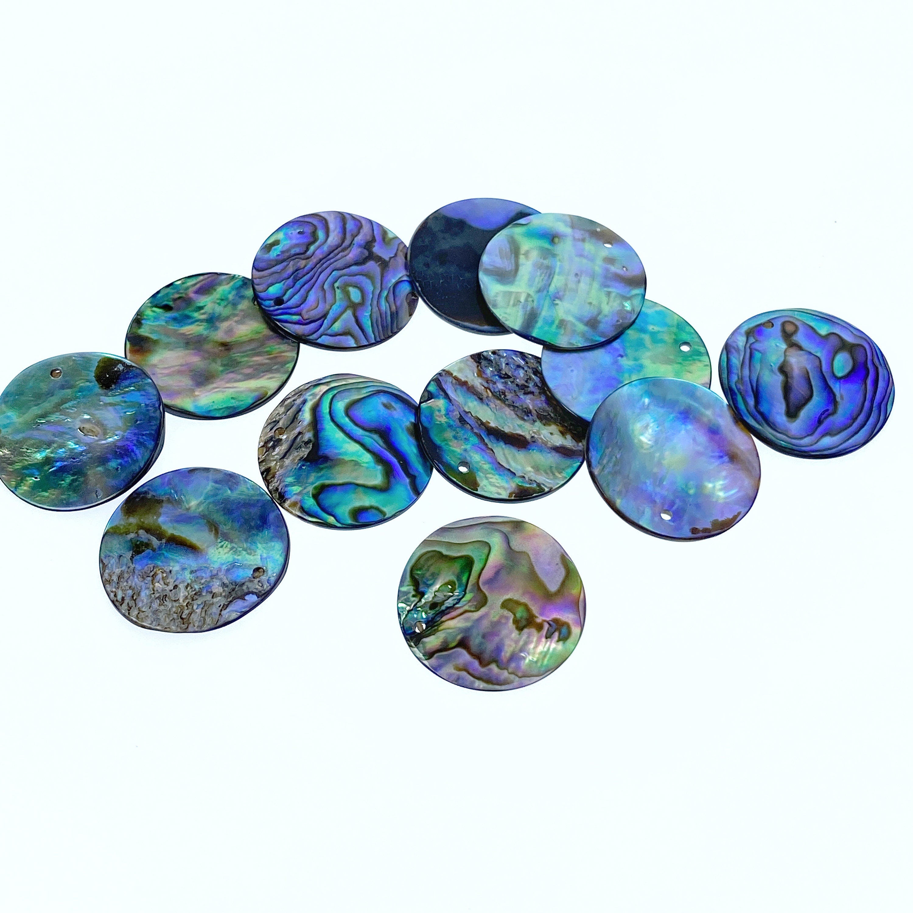 6pc 20mm Natural Abalone Shell Round Disc Charms AB-0006