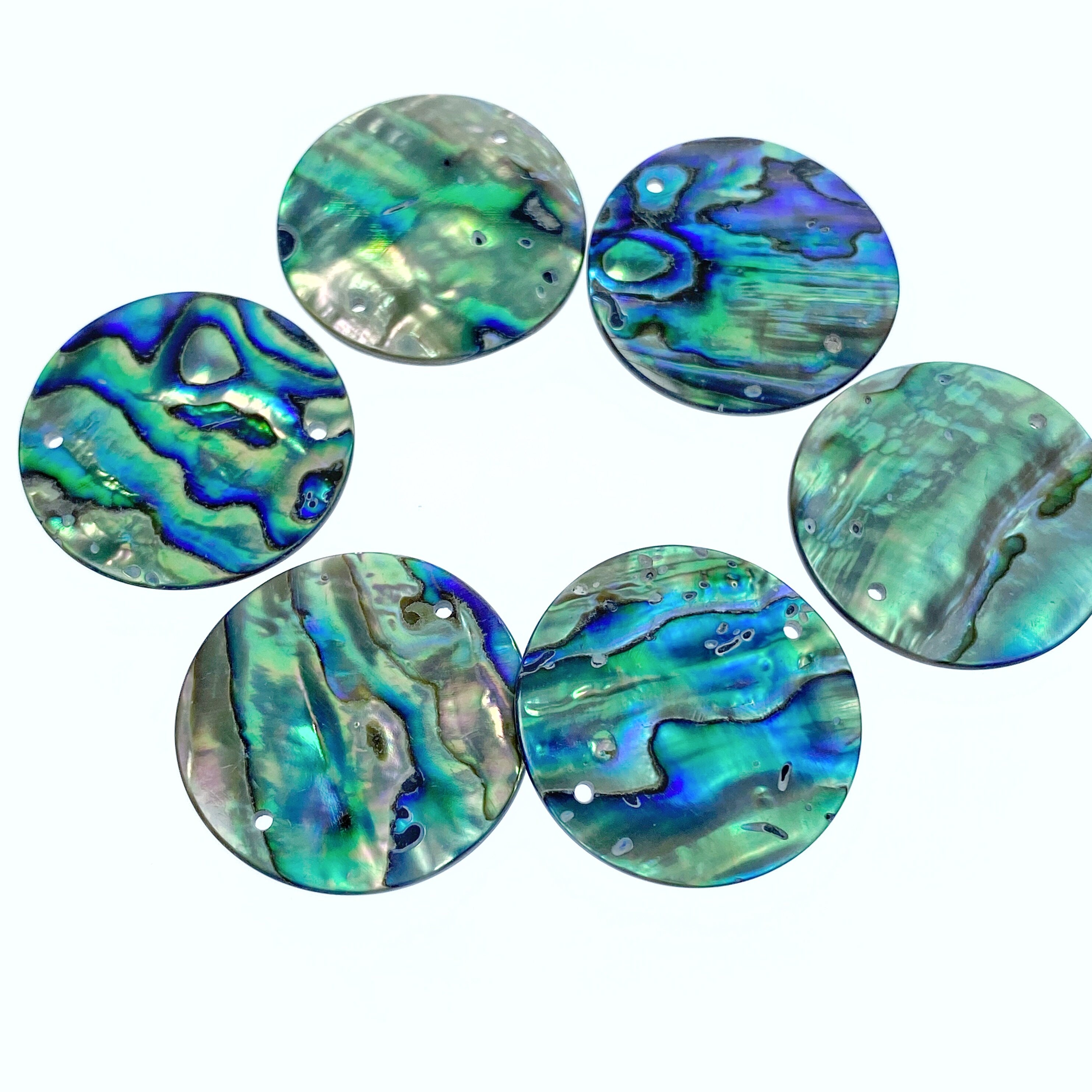 4pc 25mm Natural Abalone Shell Round Disc Connectors Pendants AB-0017