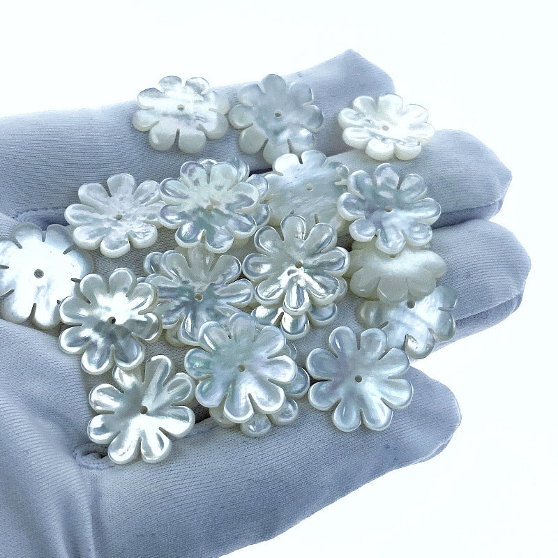 Buy Flower Beads White Mother Of Pearl BestBeadSupply.com