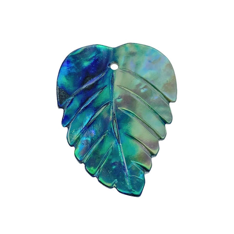 4pc 23mm x 18mm Natural Abalone Shell Hand Carved Leaf Pendants AB-0020