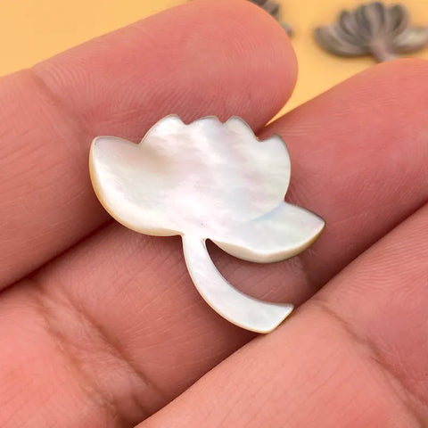 2pc Lotus Flower Beads Black Mother Of Pearl 25mm DIY Jewelry Charms Pendants BM-0003