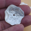 2pc Lotus Leaf Beads White Mother Of Pearl 30mm Hand Carved WM-0003